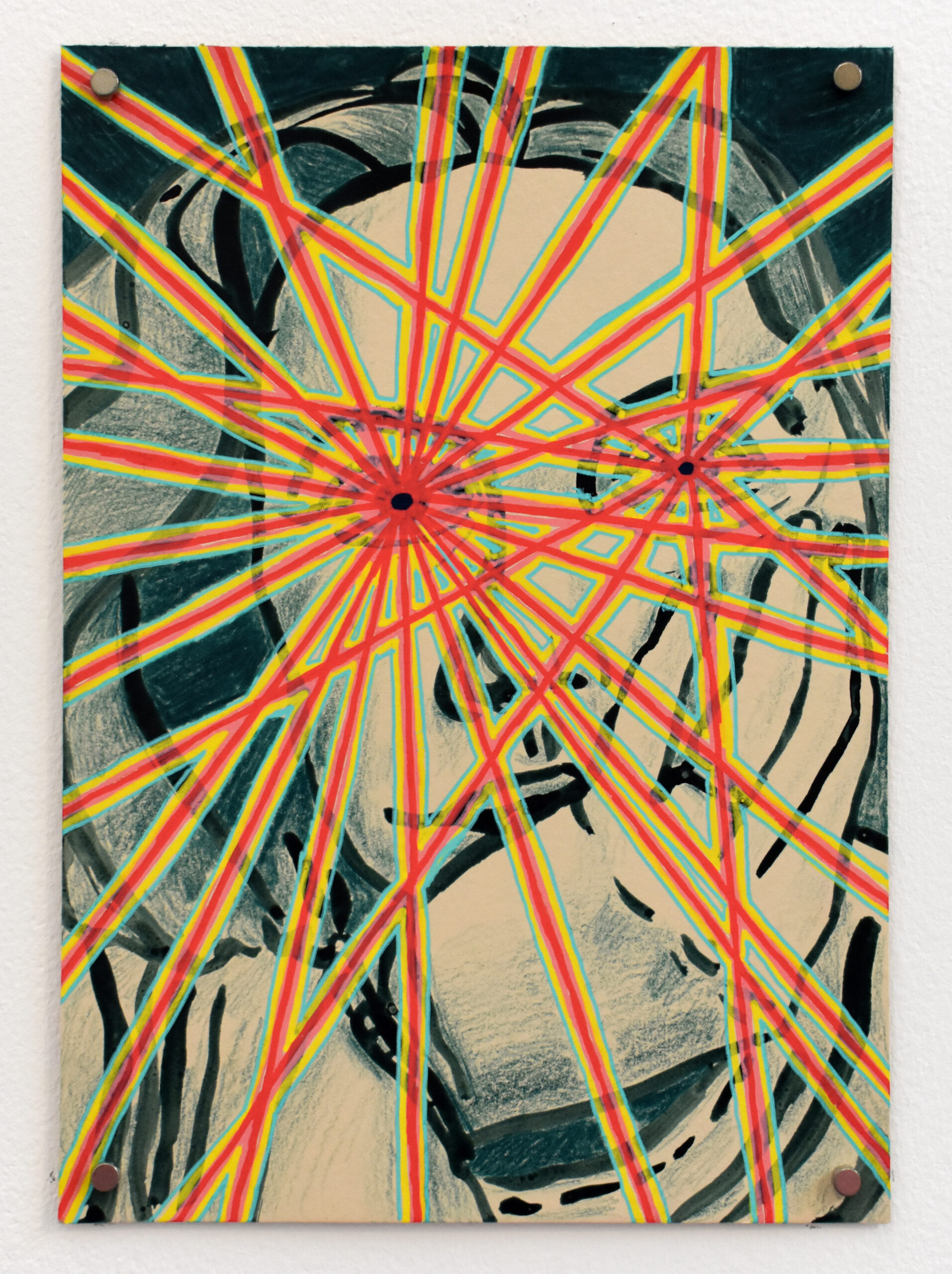 Autoportrait. Lasers,
technique mixte sur papier, 14,8x21cm, 2021