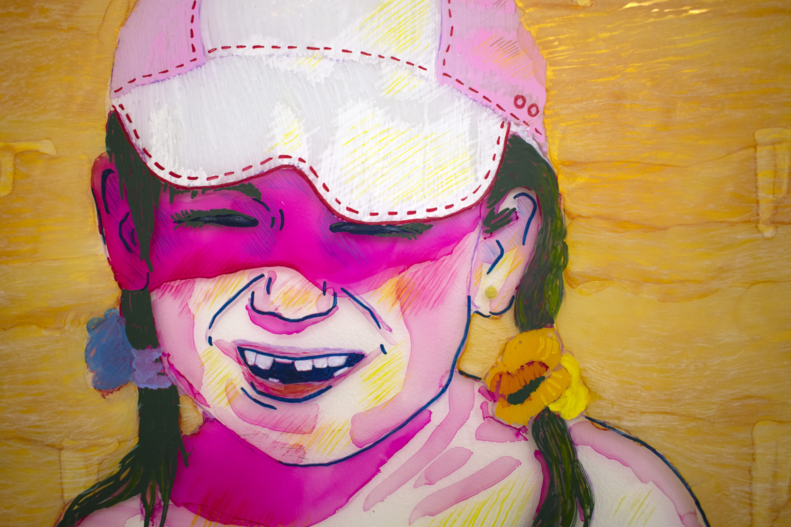 Détail de "Palangoje (À Palanga)", technique mixte sur plastique, 83x123cm, 2026