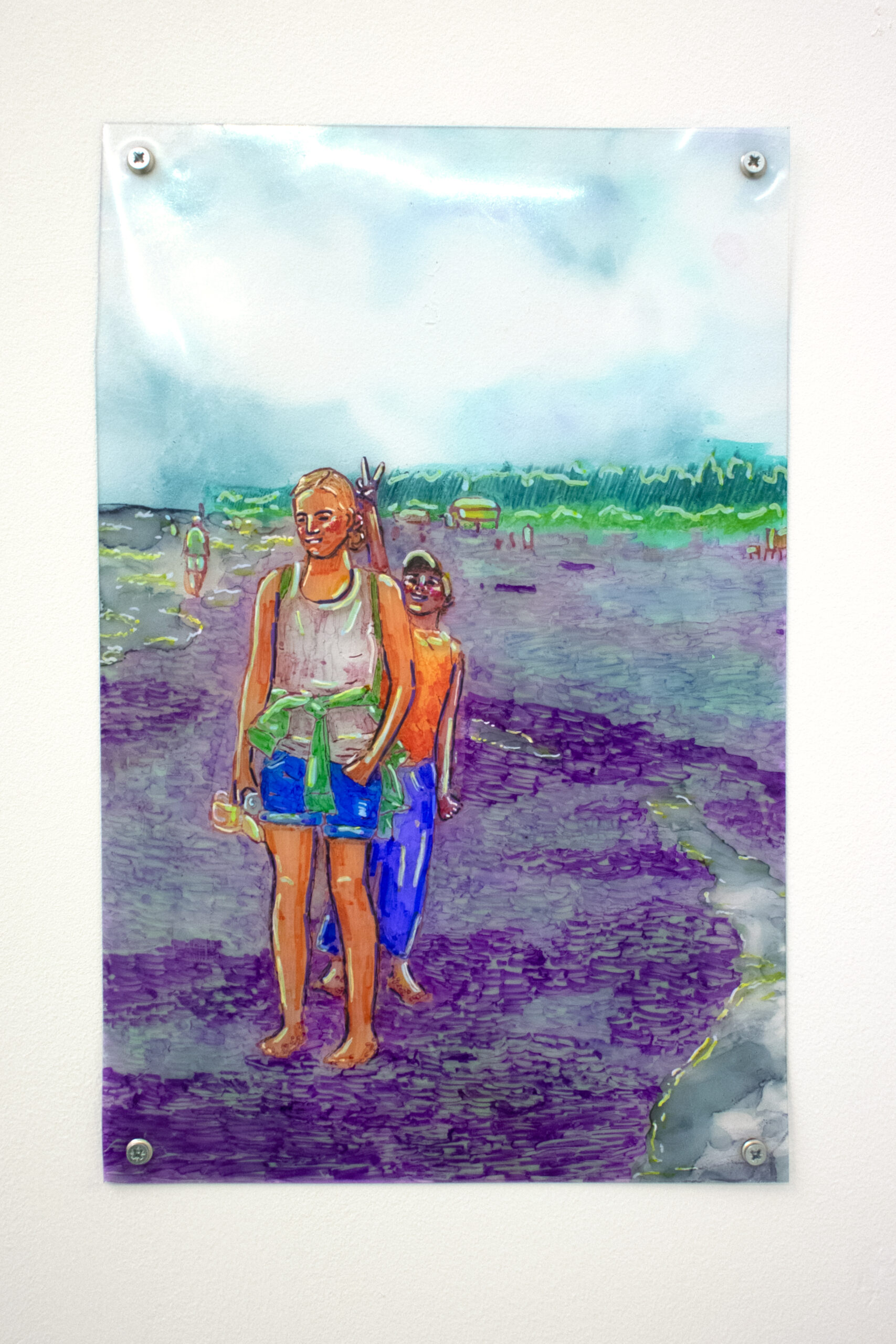 "Petit cousin (Rokas Matas)", technique mixte sur plastique, 28x18cm, 2026