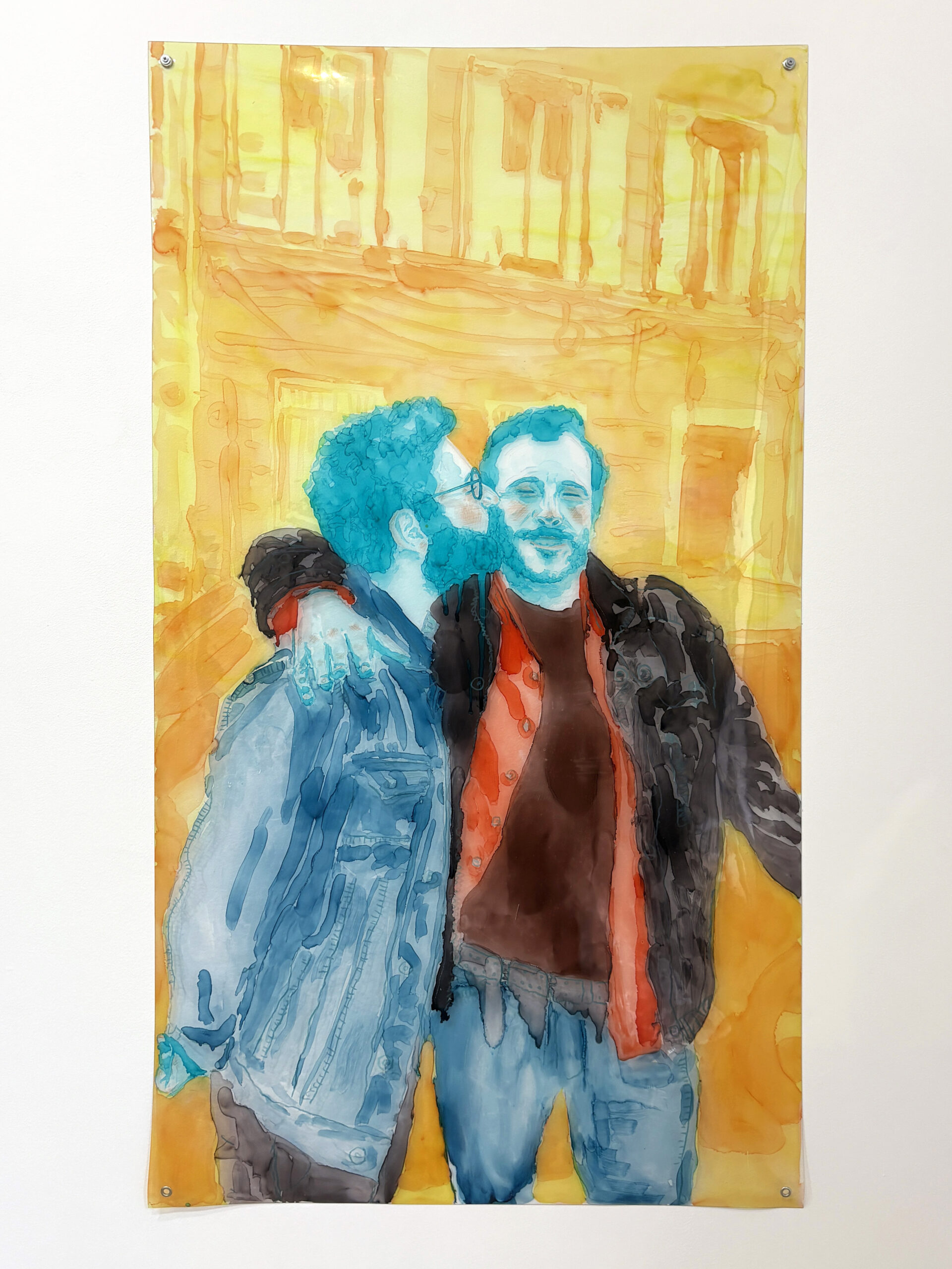 "Rudy et Hannibal", technique mixte sur plastique, 120x68cm, 2025