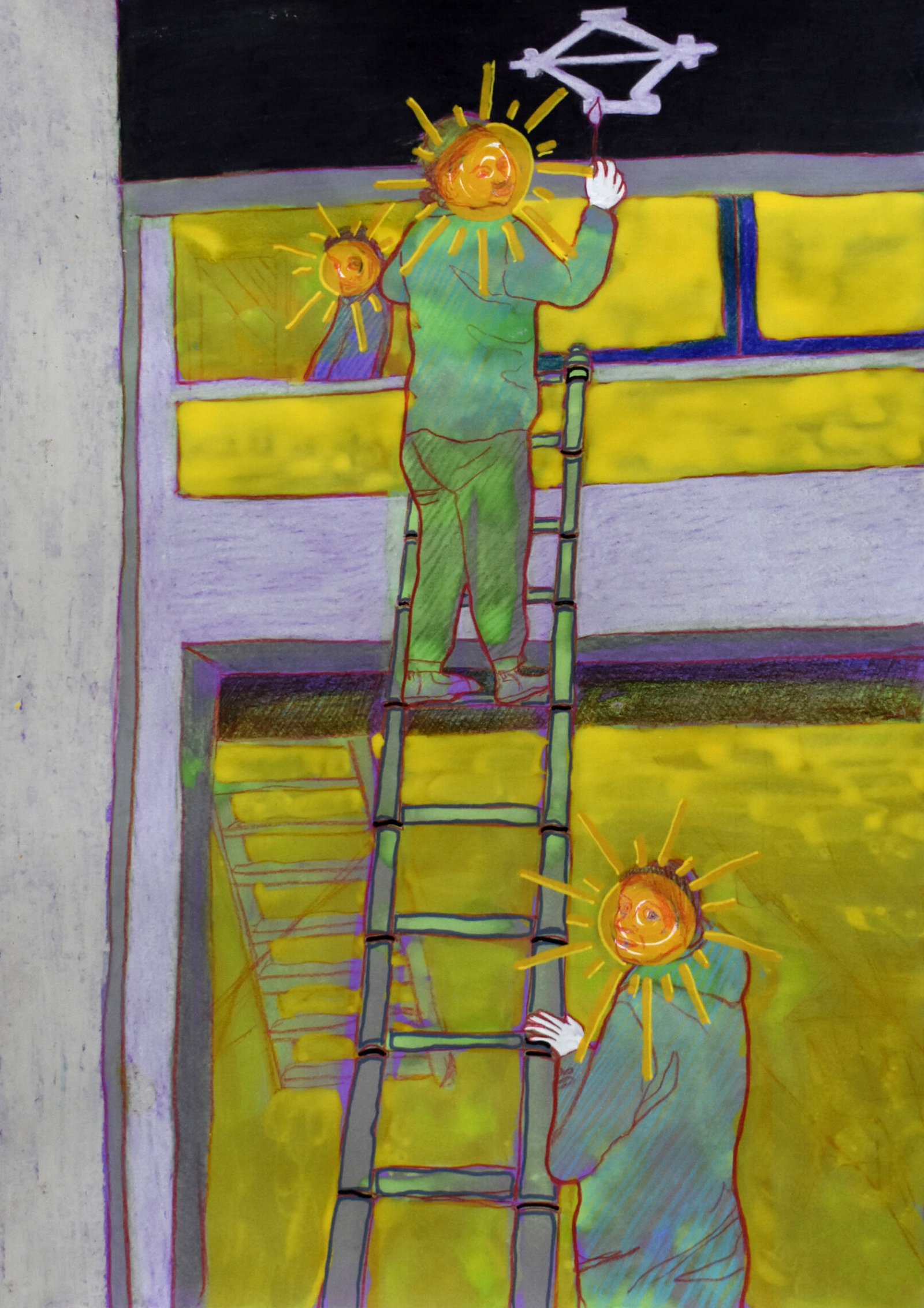 “Joie”, technique mixte sur papier, 29,7 x 21 cm, 2024