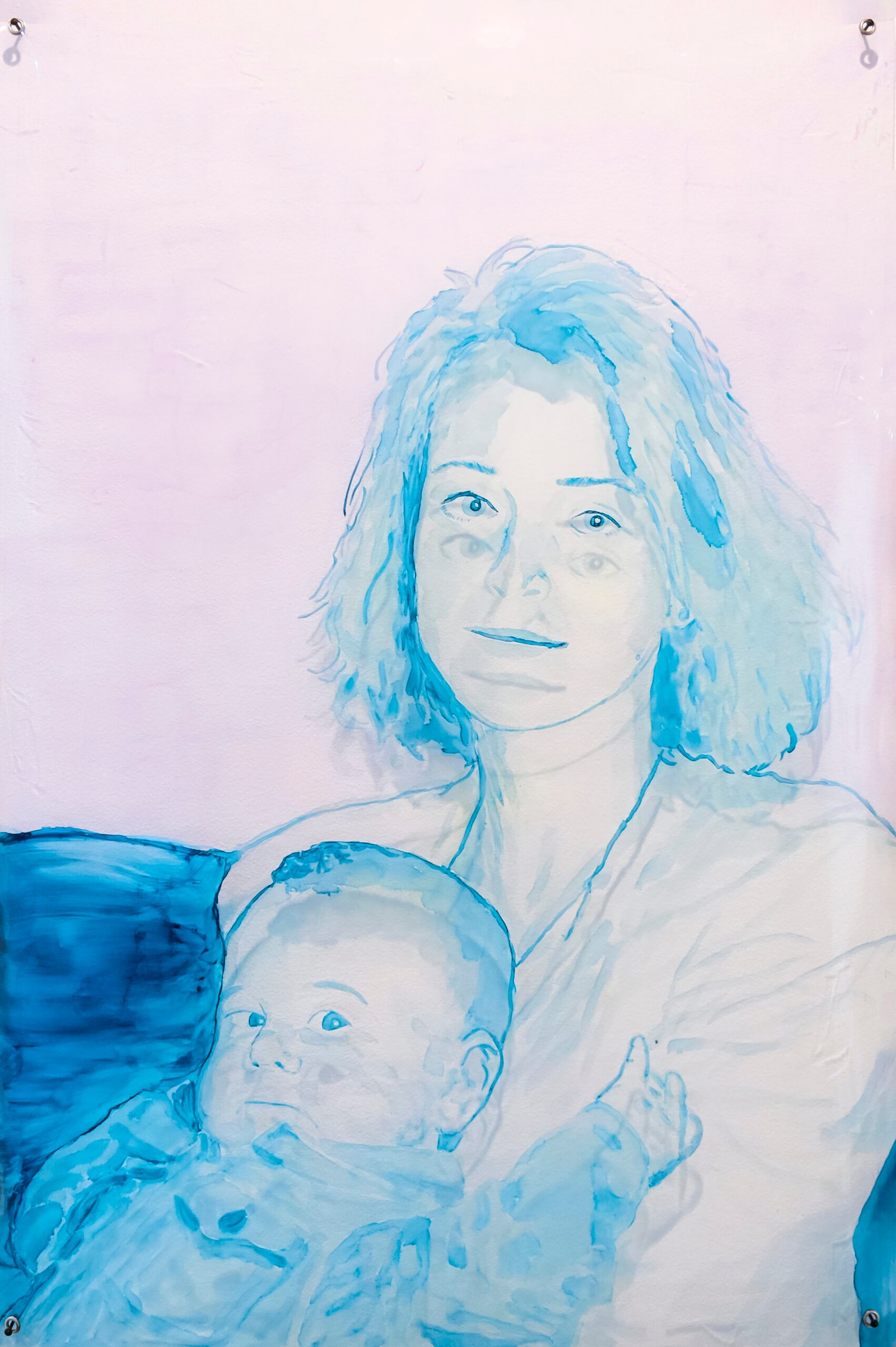 “Mama ir aš (Maman et moi)”, encre sur plastique, 82 x 57 cm, 2024