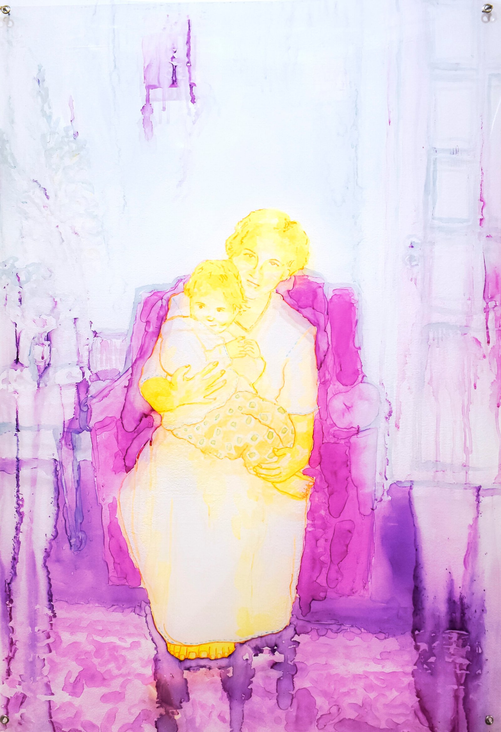 “Močiutė ir aš (Mamie et moi)”, encre sur plastique, 88 x 63 cm, 2024