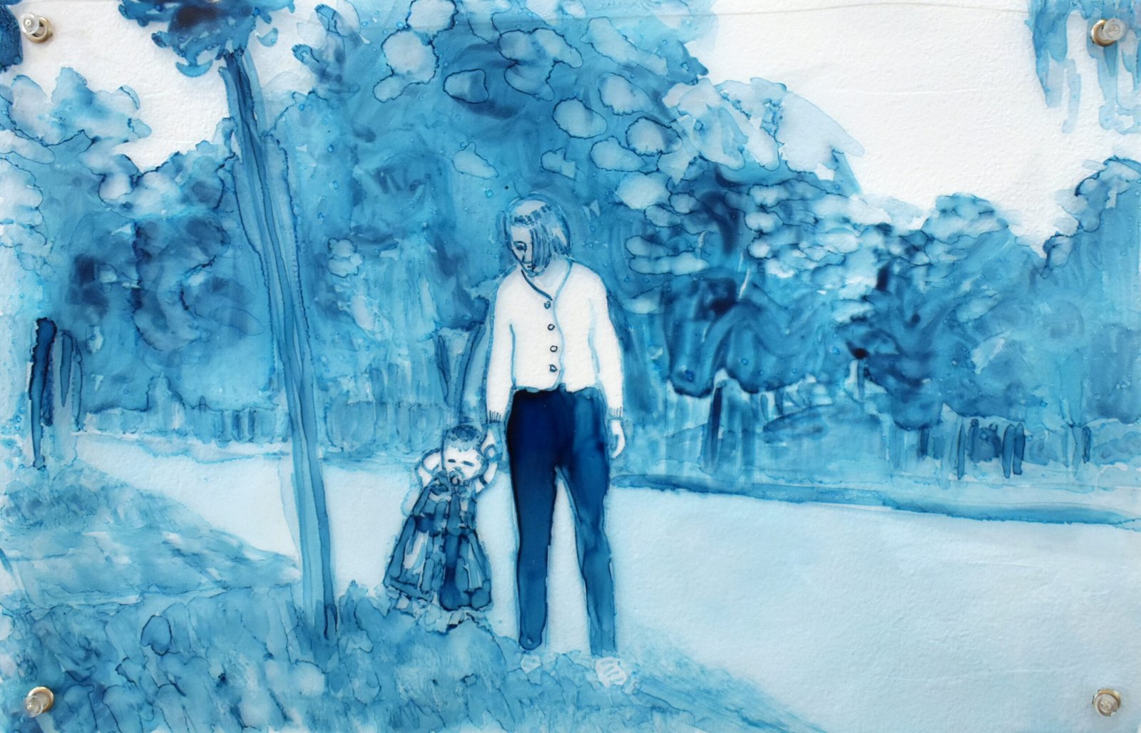 “Premiers pas”, encre sur plastique, 19 x 29 cm, 2026