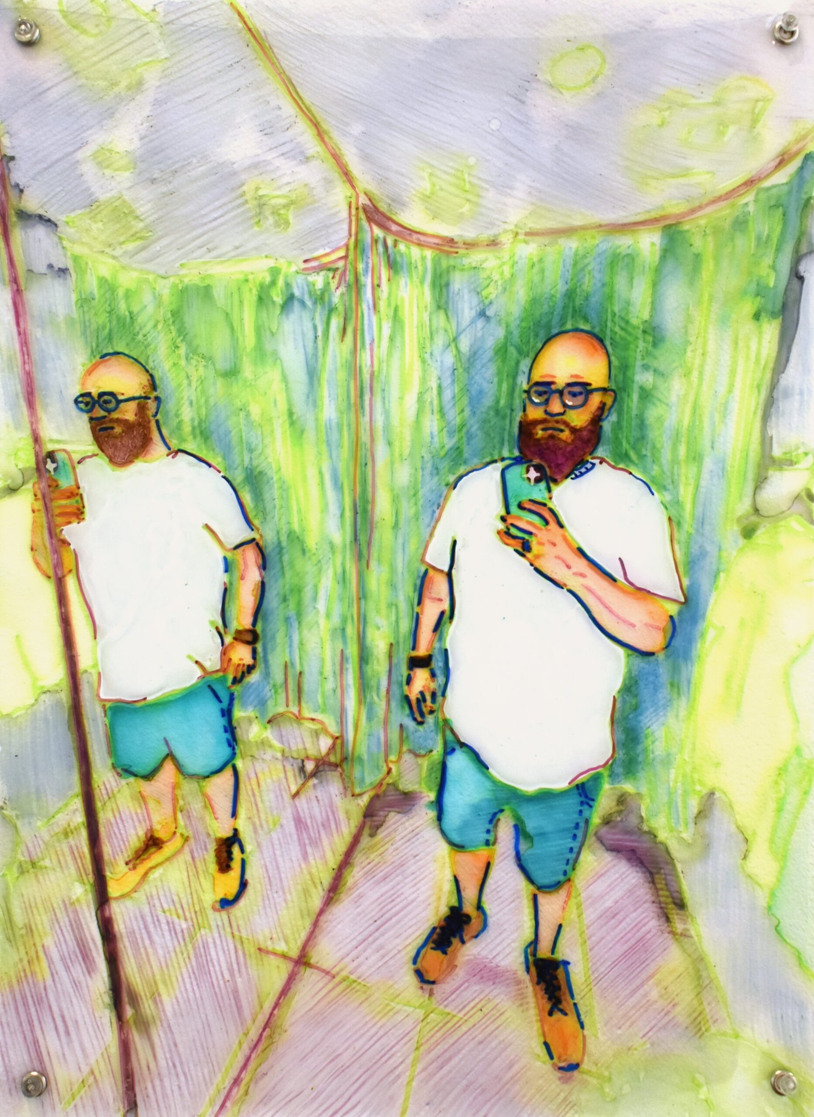 “What do you think ?”, technique mixte sur plastique, 30,5 x 22,5 cm, 2026